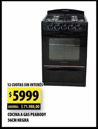 Punto Mayorista Cocina a gas peabody 56cm negra oferta