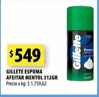 Punto Mayorista Gillette espuma afeitar mentol oferta