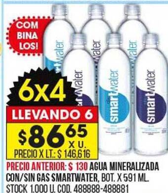 Coto Agua mineralizada con sin gas smartwater oferta
