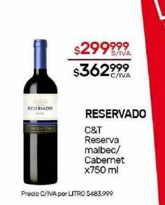 Nini Mayorista Reservado c&t reserva malbec cabernet oferta