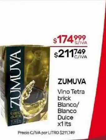 Nini Mayorista Zumuva vino tetra brick blanco blanco dulce oferta