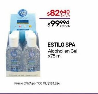 Nini Mayorista Estilo Spa Alcohol en Gel x75ml oferta