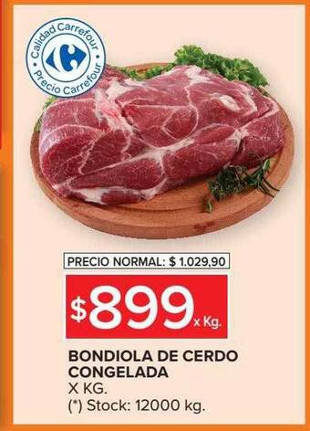 Carrefour Market Bondiola de cerdo congelada x kg oferta