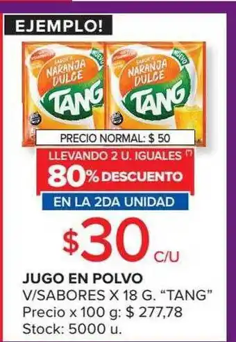 Carrefour Market Jugo en polvo v-sabores tang 80% descuento en la 2da unidad oferta