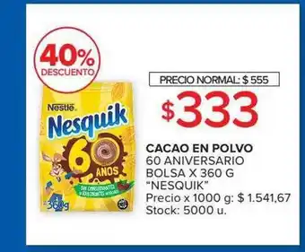 Carrefour Market Cacao en polvo 60 aniversario bolsa nesquik 40% descuento oferta