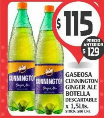 Supermercados Malambo Gaseosa cunnington ginger ale botella descartable x 1.5 lts oferta