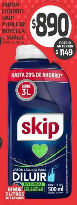 Jabón liquido skip p-diluir botella x 500ml