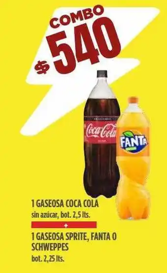 Supermercados Vea 1 gaseosa coca cola sin azúcar bot. 2.5 lts. 1 gaseosa sprite fanta o schweppes bot. 2.25 lts. oferta