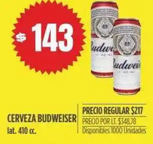 Supermercados Vea Cerveza budweiser lat. 410 cc oferta