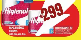 Supermercados Vea Papel higiénico higienol doble hoja paq. 4 oferta