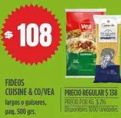 Supermercados Vea Fideos cuisine & co-vea largo o guiseros paq. 500 grs. oferta