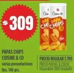 Supermercados Vea Papas chips cuisine & co varias presentaciones oferta