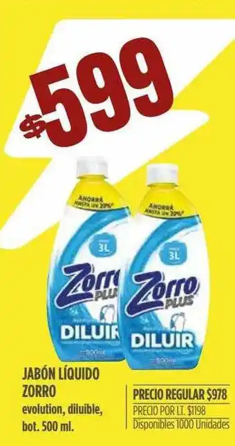 Supermercados Vea Jabón líquido zorro evolution diluible bot. oferta