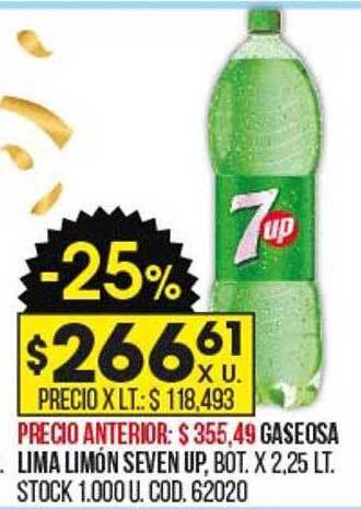 Coto Gaseosa lima limón seven up oferta