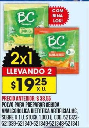 Coto Polvo para preparar bebida analcohólica dietética artificial bc oferta