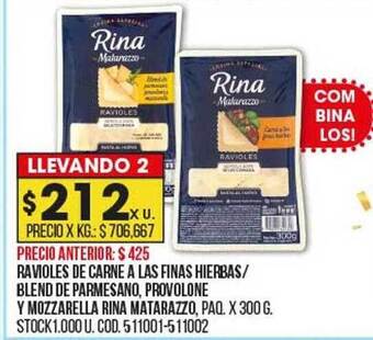 Coto Ravioles de carne a las finas hierbas blend de parmesano provolone y mozzarella rina matarazzo oferta