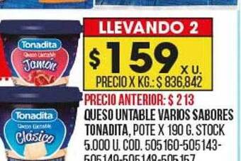 Coto Queso untable varios sabores tonadita oferta