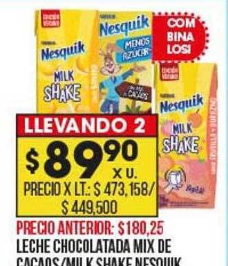 Coto Leche chocolatada mix de cacaos milk shake nesquik oferta