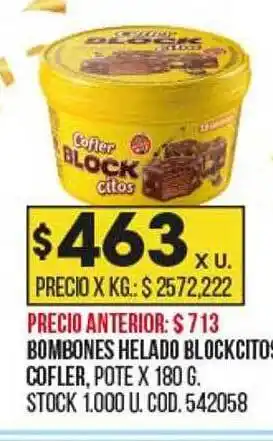 Coto Bombones helado blockcitos cofler oferta