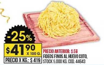 Coto Fideos finos al huevo coto oferta