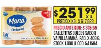 Coto Galletitas dulces sabor vainilla maná oferta
