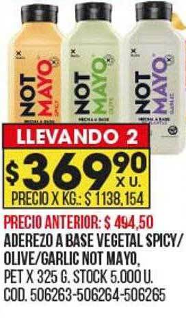 Coto Aderezo a base vegetal spicy olive garlic not mayo oferta