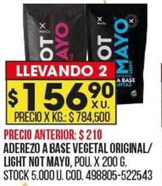 Coto Aderezo a base vegetal original light not mayo pou x 200 g oferta