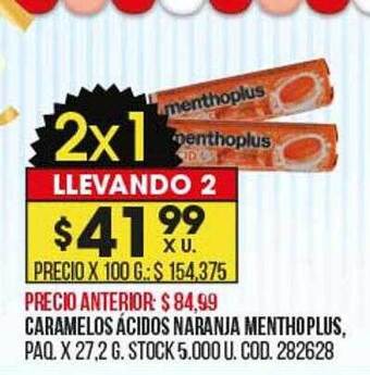 Coto Caramelos ácidos naranja menthoplus oferta