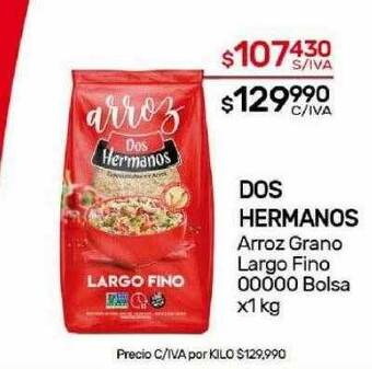 Nini Mayorista Dos hermanos arroz grano largo fino 00000 bolsa oferta