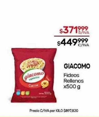 Nini Mayorista Giacomo fideos rellenos oferta