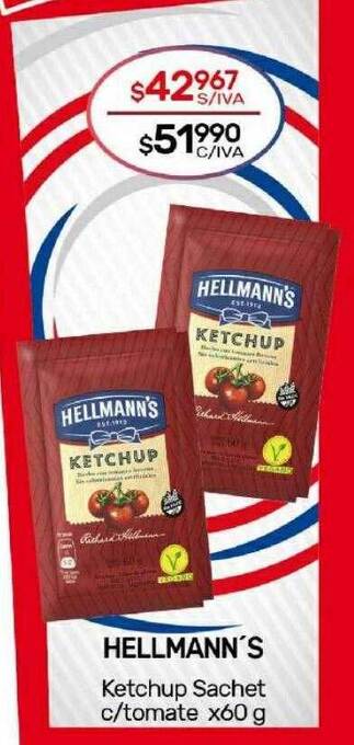 Nini Mayorista Hellmann's ketchup sachet c tomate oferta
