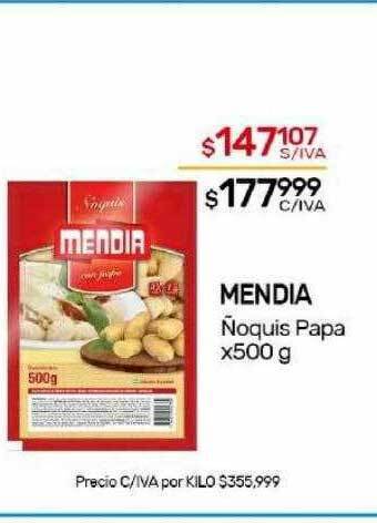 Nini Mayorista Mendia ñoquis papa oferta