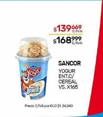 Nini Mayorista Sancor yogur ent c cereal vs oferta