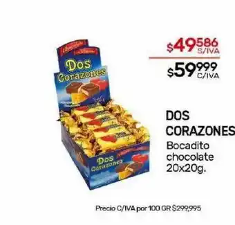 Nini Mayorista Dos corazones bocadito chocolate oferta