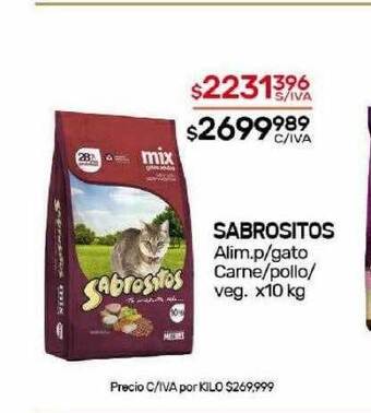 Nini Mayorista Sabrositos alim. p gato carne pollo veg oferta