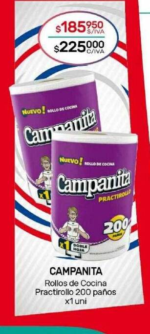 Nini Mayorista Campanita rollos de cocina practirollo 200 paños oferta