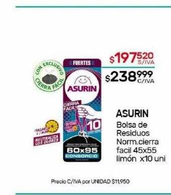 Nini Mayorista Asurin bolsa de residuos norm cierra facil 45x55 limón oferta