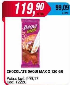 Maxiconsumo Chocolate daqui max x 120 gr oferta