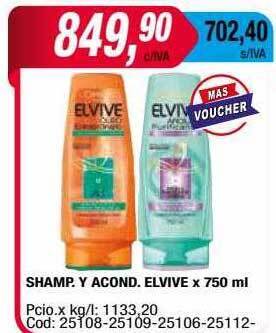 Maxiconsumo Shamp. y acond. elvive x 750 ml oferta