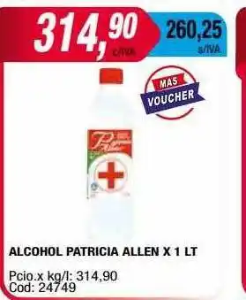 Maxiconsumo Alcohol patrica allen x 1 lt oferta