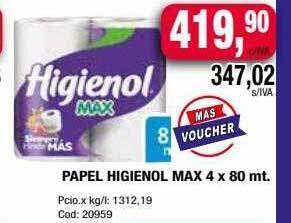 Maxiconsumo Papel higienol max 4 oferta