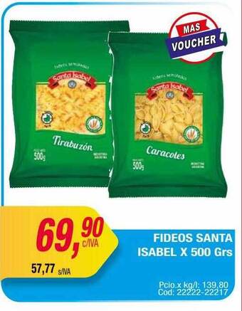 Maxiconsumo Fideos santa isabel x 500 grs oferta