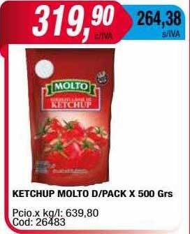 Maxiconsumo Ketchup molto d-pack x 500 grs oferta
