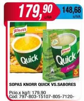 Maxiconsumo Sopas knorr quick vs.sabores oferta