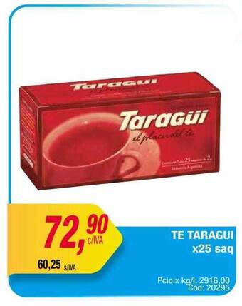 Maxiconsumo Te taragui x25 saq oferta