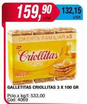 Maxiconsumo Galletitas criollitas 3 x 100 gr oferta
