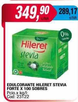 Maxiconsumo Edulcorante hileret stevia forte x 100 sobres oferta