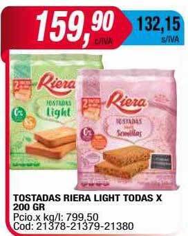 Maxiconsumo Tostadas riera light todas x 200 gr oferta