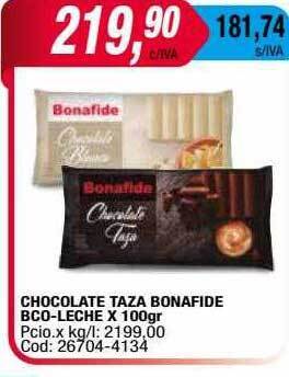 Maxiconsumo Chocolate taza bonafide bco-leche x 100gr oferta