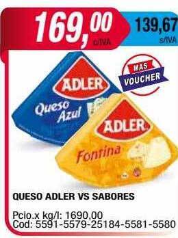 Maxiconsumo Queso adler vs sabores oferta